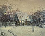 Thomas Kinkade Famous Paintings - A Winter's Cottage